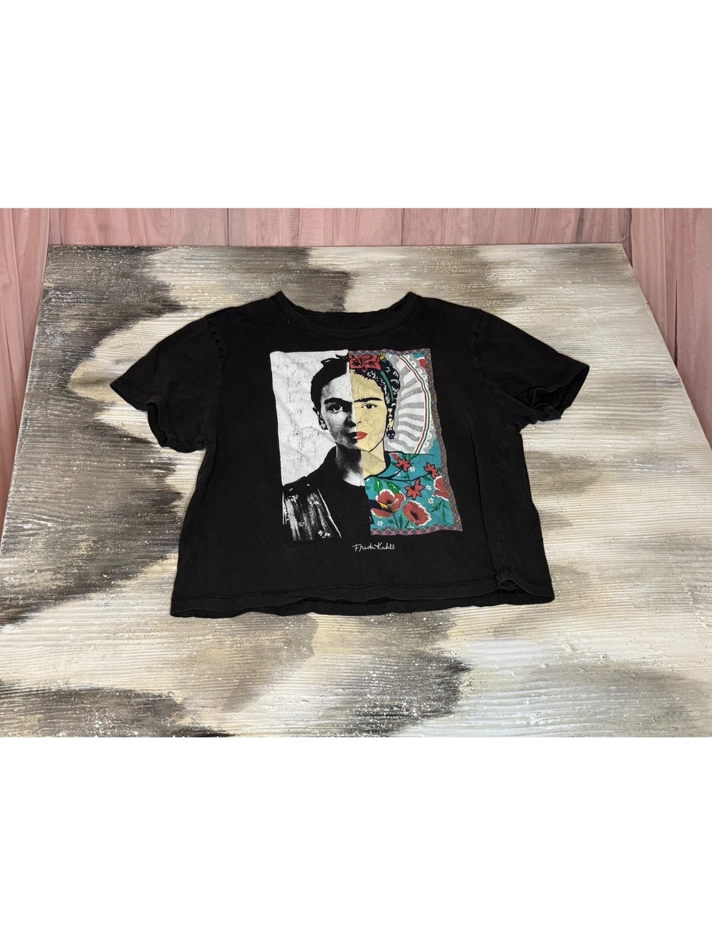 Isaac Morris Black Frida Kahlo Crop Top Box Tee
